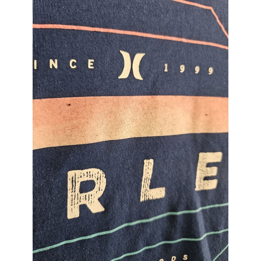Hurley Mens 2XL Blue Graphic Logo Crew Neck Short Sleeve T Shirt Excellent - Picture 2 of 3